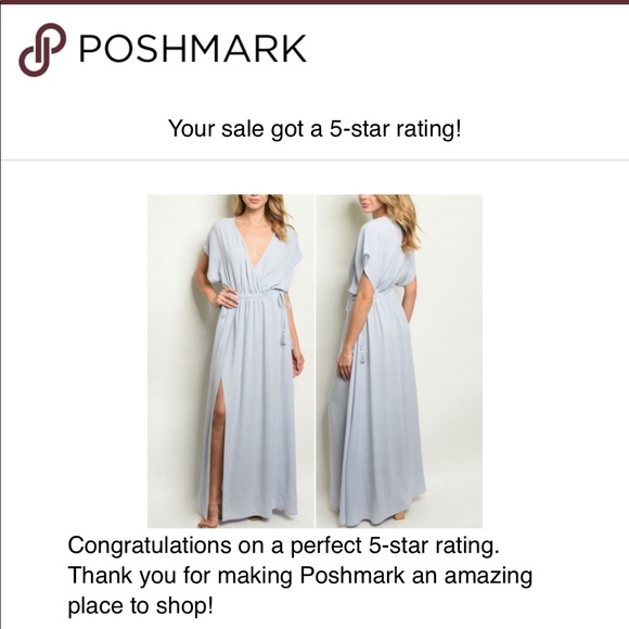 SKY BLUE V PLUNGE MAXI DRESS - Picture 5 of 5